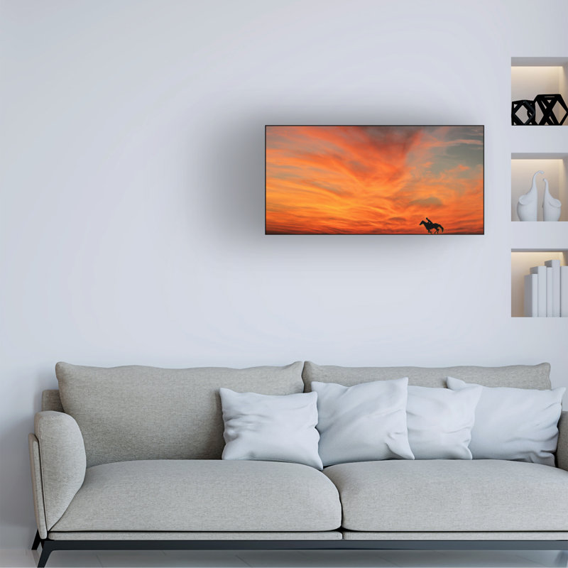 Art mural sur toile tendue - Bror Johansson, art mural «Rider» pour le salon, la chambre à coucher ou le bureau - 24 x 47