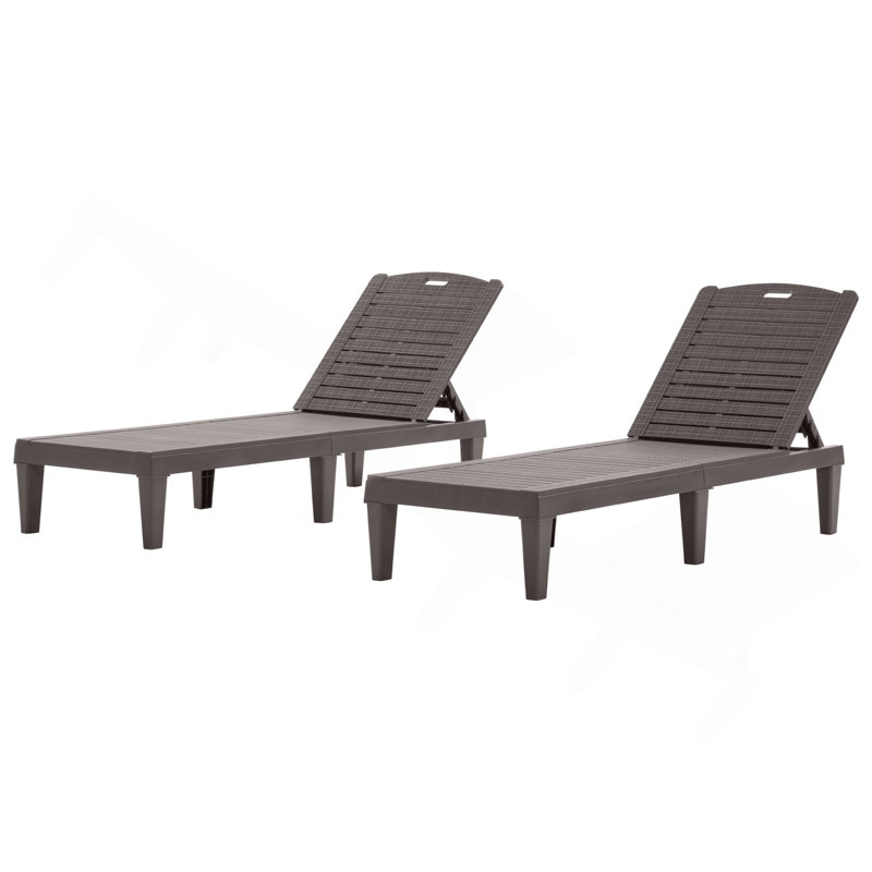 Ensemble de 2 chaises longues d'extérieur en résine avec dossier réglable (ensemble de 2) pour terrasse, bord de piscine ou plage, brun foncé, 2 pièces