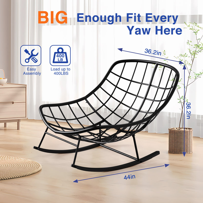 Chaise berçante d'extérieur en forme d'œuf avec coussin - salon confortable moderne pour patio, balcon, salon (blanc)