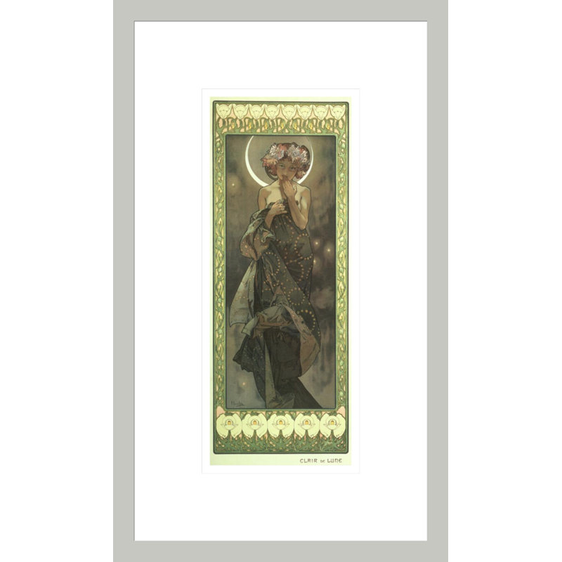 La lune et les étoiles: Étude pour «The Moon» (1902) par Alphonse Mucha, reproduction sur toile, 16.75" H x 9.97" W