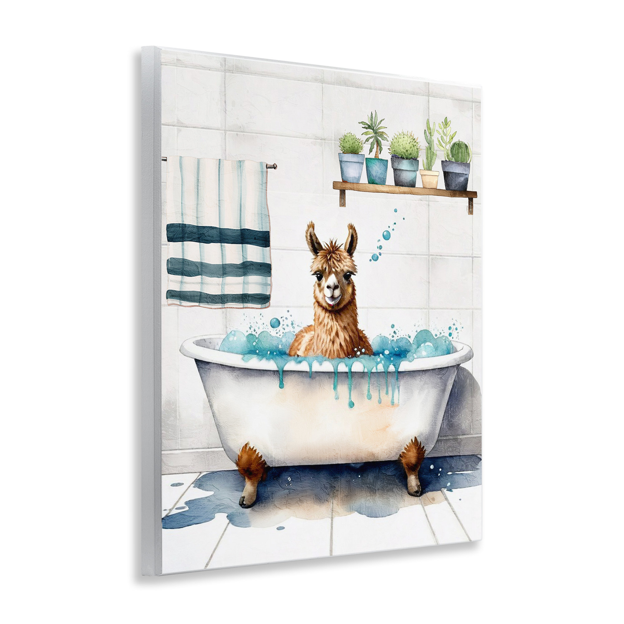 Dakota Fields Alpaca Bathtime Suds Wall Plaque Art by Kim Allen | Wayfair