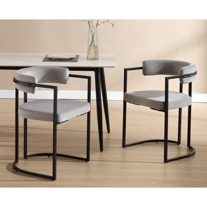 Chaise avec accoudoirs à dossier bas Jesean, Gris, Noir, noir, noir, noir