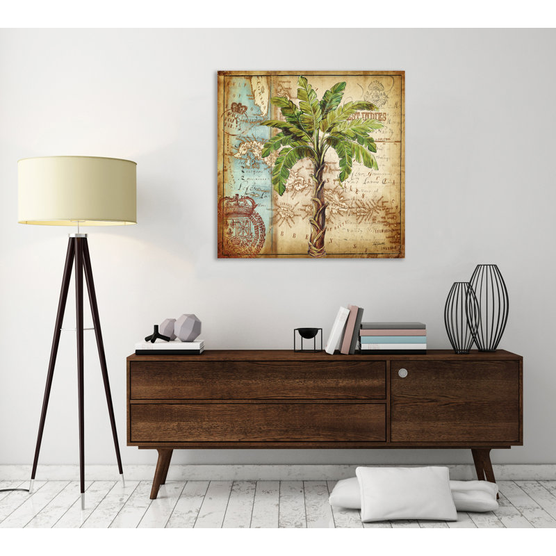 «Sely Antique Palm Tree» par Tre Sorelle Studios, impression sur toile carrée, H 12 po x l 12 po