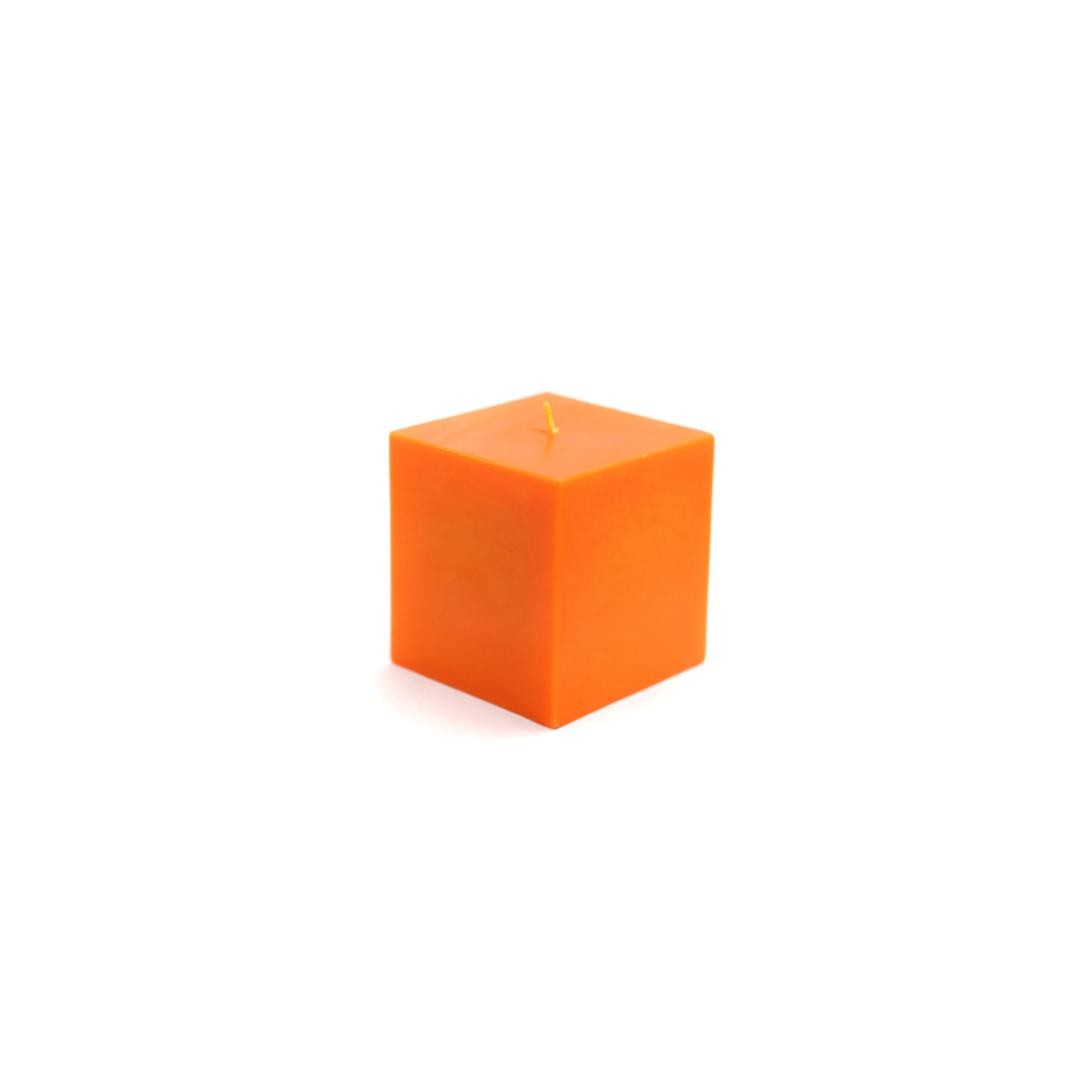 Square Pillar Candle, Set of 12, Orange, 3" H x 3" W x 3" D