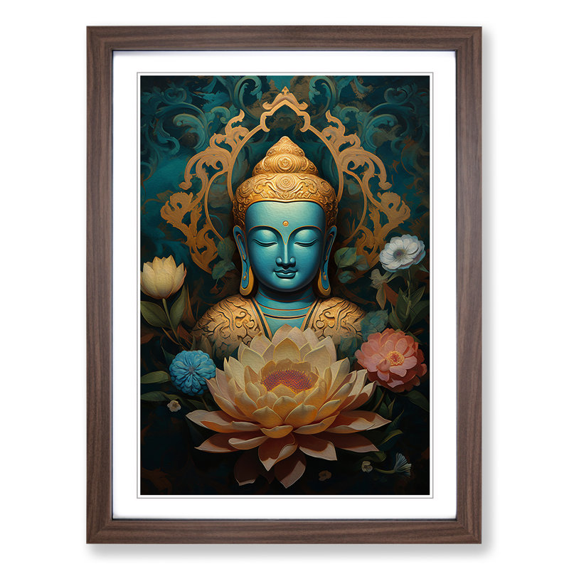 Buddha Victorian Art - Framed Print, 64cm H x 46cm W x 2cm D, Walnut Framed
