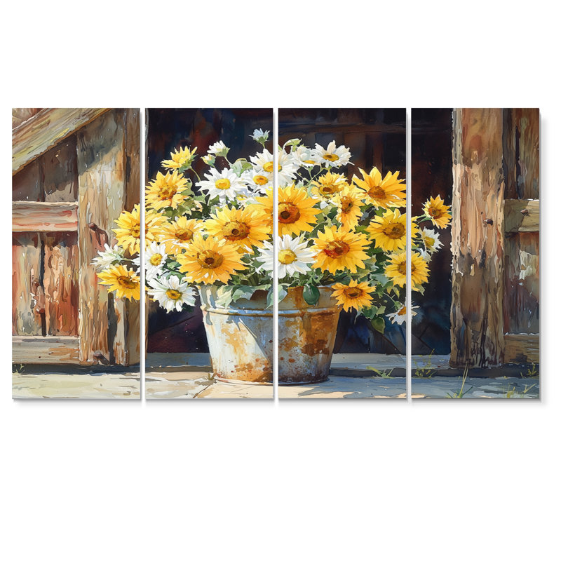 Braham - marguerites, art mural traditionnel, 4, H 28 po x l 48 po