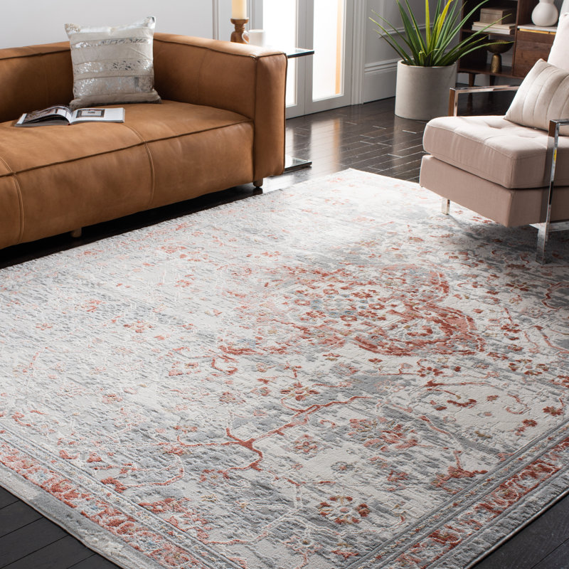 Tapis oriental ivoire / rouille, Rectangle 9 pi x 12 pi
