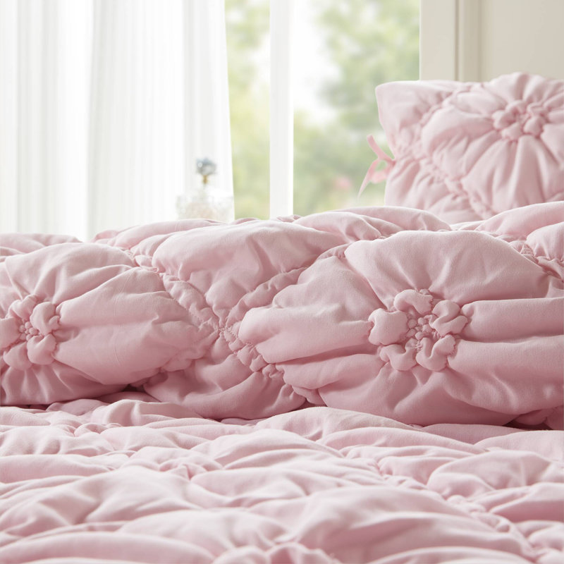 Lily Pink Floral 3-Piece Full/Queen Comforter Set, Full Comforter + 2 Standard Shams, Pink