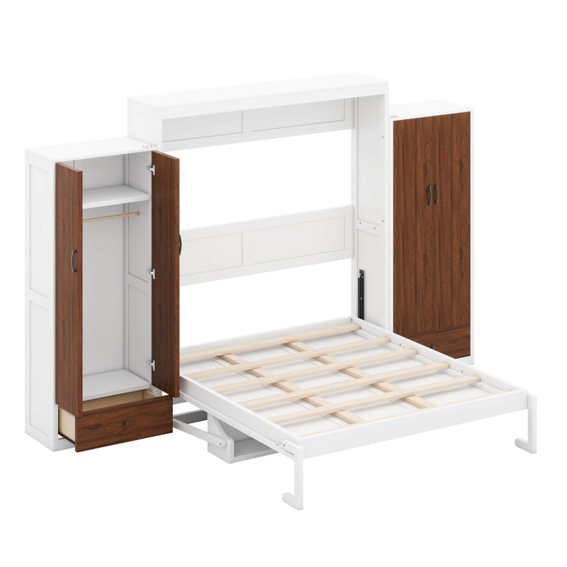 Lit escamotable Murphy avec placard, tiroirs et table, Double
