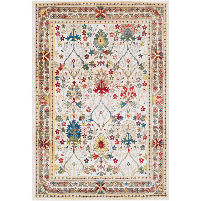 Lark Manor Dimmitt Performance Light Brown/Cream Rug & Reviews | Wayfair