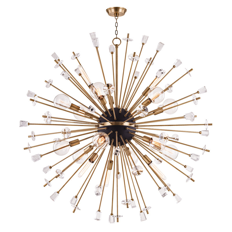 Lustre spoutnik à 6 lumières Liberty, Laiton vieilli, H 46 po x l 46 po x P 46 po