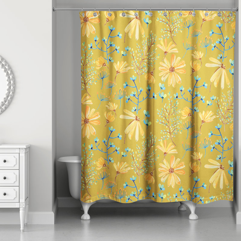 Rolena Floral Shower Curtain, Yellow