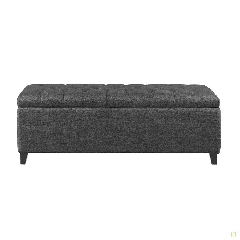 Tufted Top Soft Close Storage Bench, Charcoal