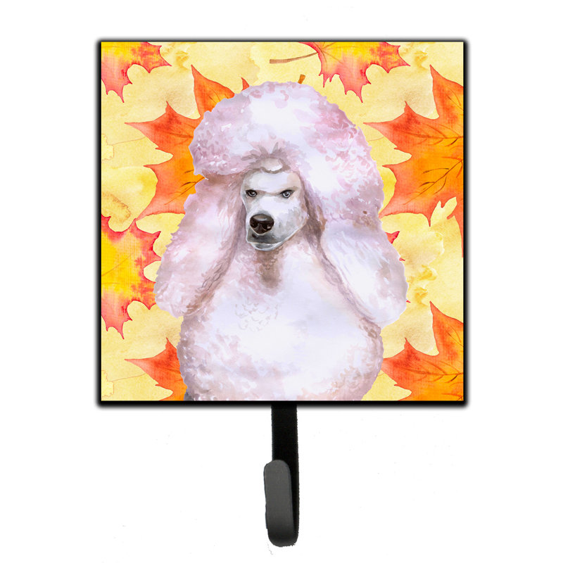 Organisateur de clés murales avec crochets clés partagée pei automne Eliane, Rouge / bleu / brun, Caniche standard blanc
