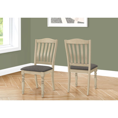 Dining Chair, 39" Height, Set Of 2, Upholstered, Dining Room, Kitchen, Side, Antique Grey, Grey Fabric, Wood Legs, Transitional