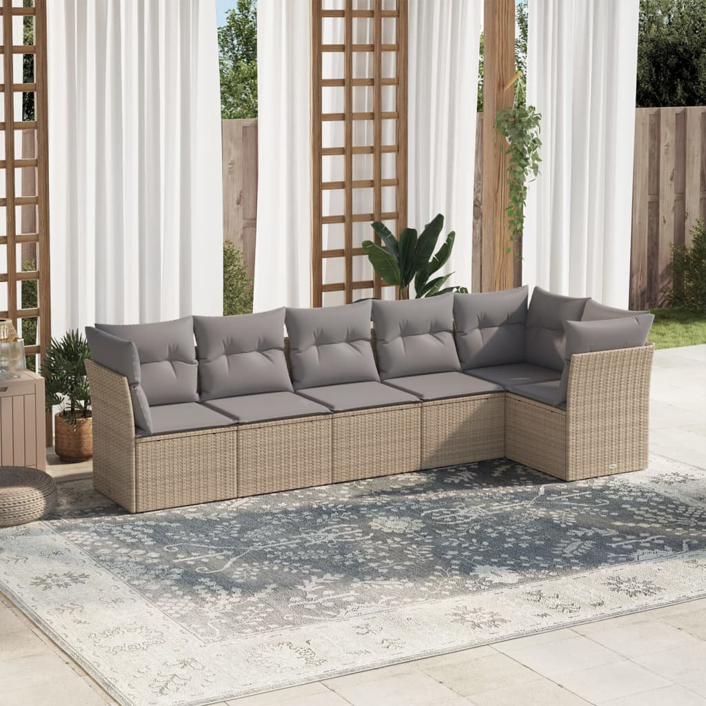 Vidaxl 6-Tlg. Garten-Sofagarnitur aus Polyrattan mit Kissen