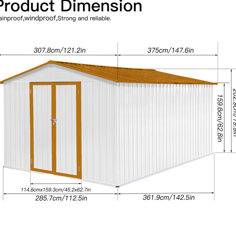 Structure extérieure en métal 10 pi x 12 pi - Sécurisez votre boîte de rangement et vos intempéries