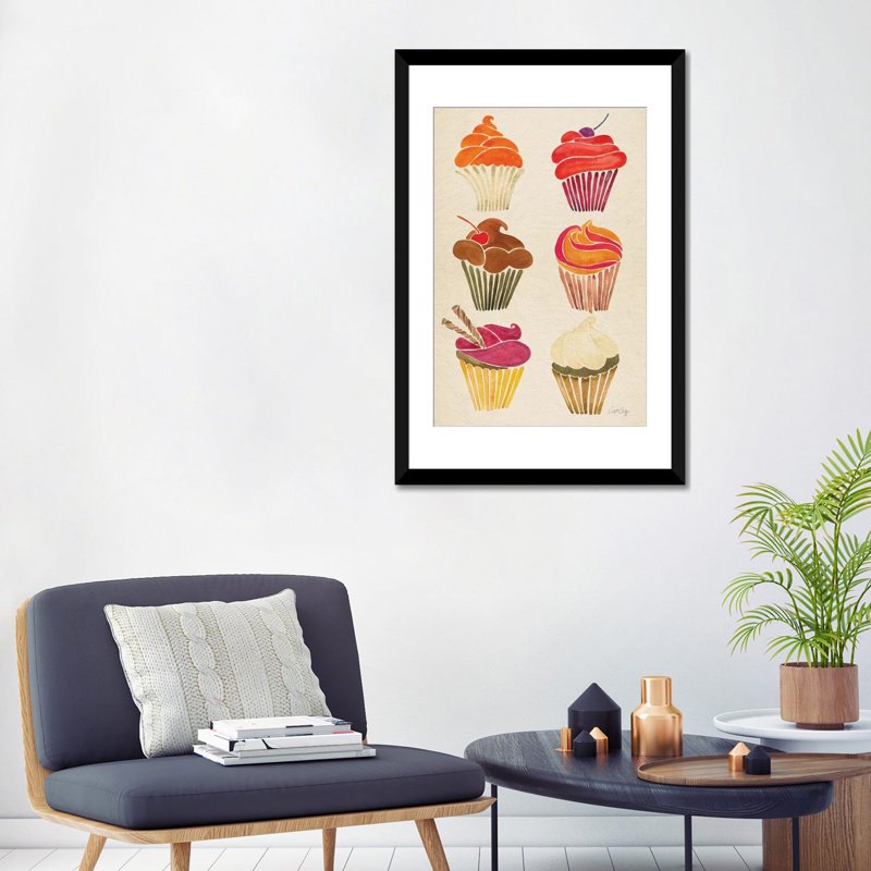 Strickler Cupcakes, Papier d'art encadré noir, Blanc, H 32 po x l 24 po x P 1 po