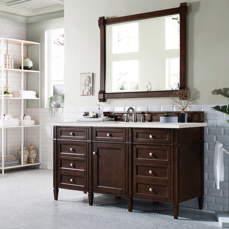 Brittany 60'' W Single Vanity, Burnished Mahogany, Lime Delight, 8" Widespread
