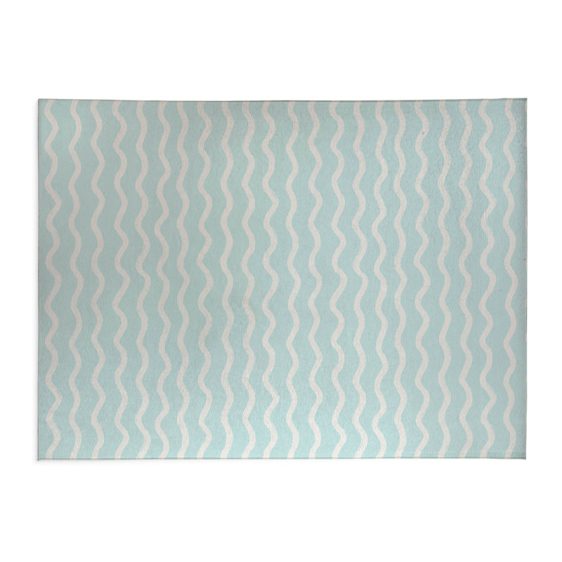 Wiggle Row Lightweight Non-Slip Kitchen Mat, Rectangle 3' x 5', Light Blue