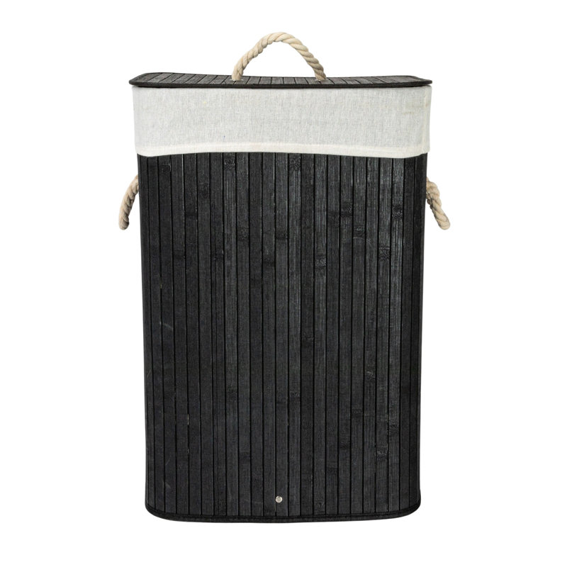 Machine Made Bamboo Laundry Hamper, Black