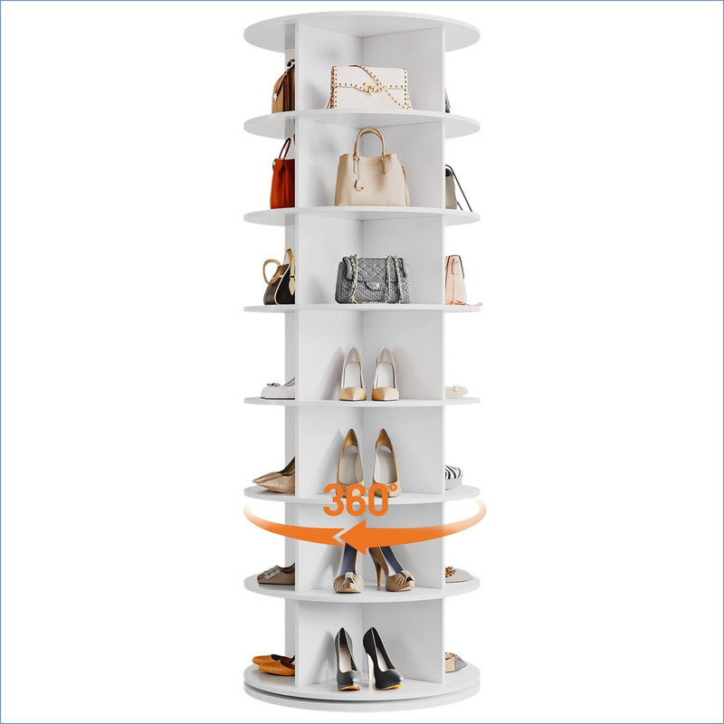 7 Tier Rotating Shoe Rack Tower, 360° Revolving Free Standing Spinning Shoe Organizer, Vertical Spinning Shoes Display, Shoes Rack Storage Round Carousel, Rotate Shoes Closet Organization