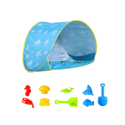 Abri de soleil portatif pour piscine avec protection contre les rayons UV pour bébé avec abri facile à installer (bleu avec jouets) Baby Beach