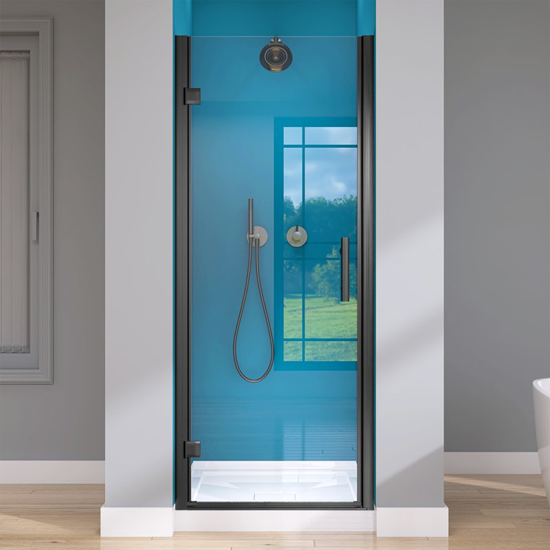 Matte Black 33'' Frameless Pivot Shower Door with Clear Glass