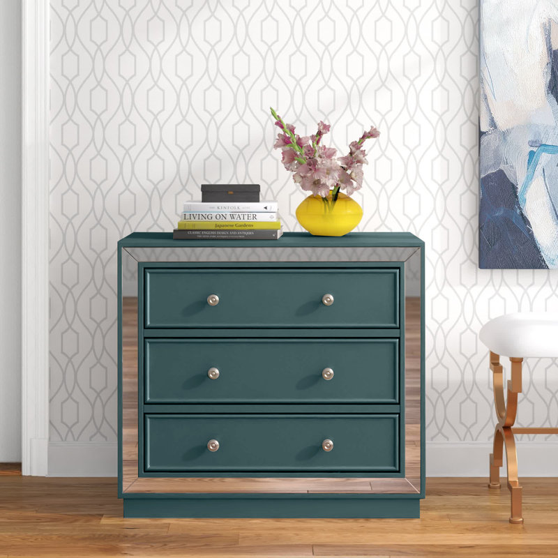 Nylah 31.87'' W 3 - Drawer Dresser, Steel Teal