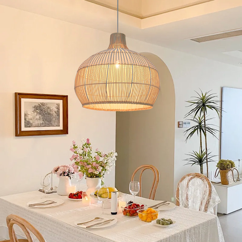 Berklin 1 - Light Natural Dome Pendant, 17.72" H x 19.69" W x 19.69" D