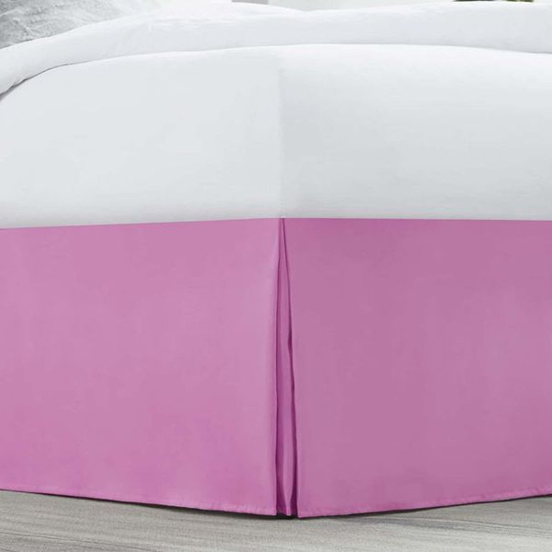 Jupe de lit plissée de luxe de 14 po, Rose clair, Très grand