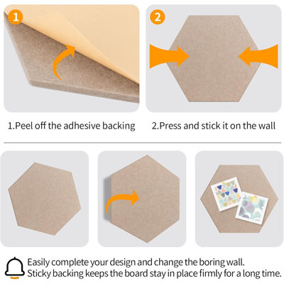 12'' Large Hexagon Cork-Bulletin Board Tiles Adhesive 10 Pack Frameless