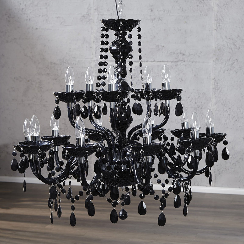 15-light chandelier, Black