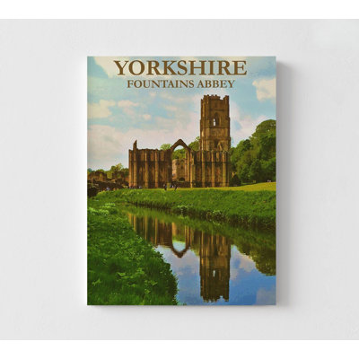 Fountains Abbey Yorkshire Poster, Classic England Poster Print, Framed Yorkshire Fan Gift Idea, Historical Monastery Print, UK Artwork