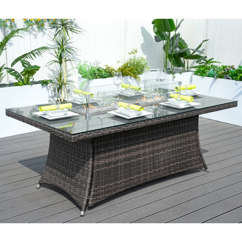 Table foyer de patio en aluminium au propane, Mélange de bruns