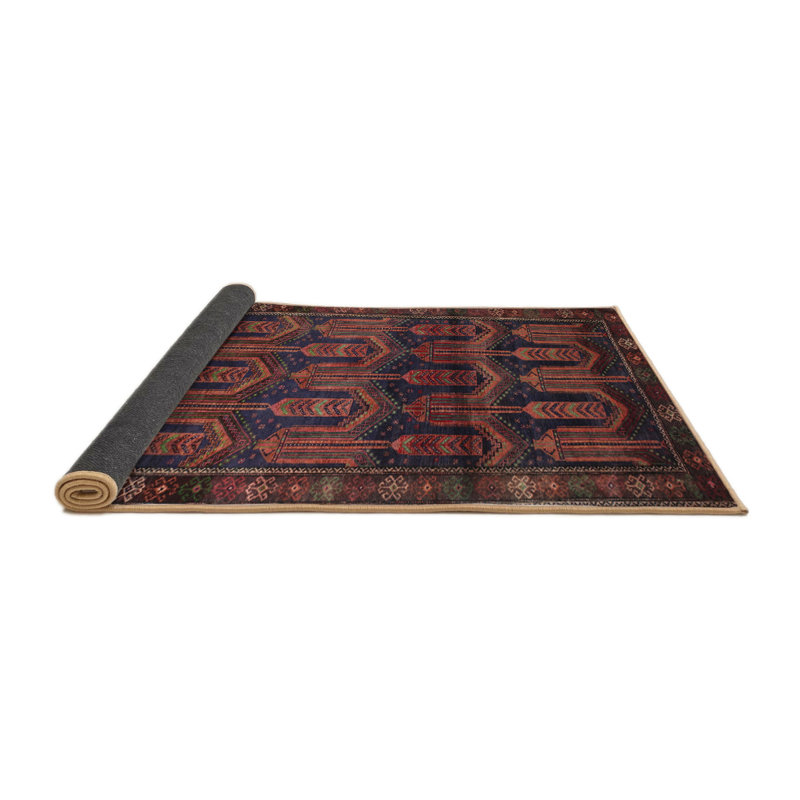 Tapis traditionnel violet / orange / brun, Rond 8 pi