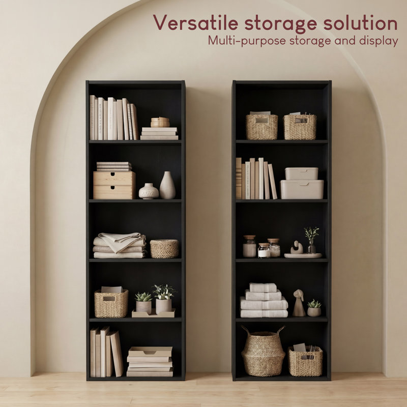 Gerardi 32cm W Standard Bookcase, Black, 132 cm H x 32 cm W