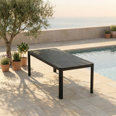 Table de salle à manger extensible rectangulaire en aluminium pour 8 personnes avec rallonge de table intégrée