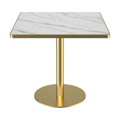 Modern Square Dining Table with Top and Sturdy Metal Frame, 31.5 Inch Diameter Bistro Style Table for Contemporary Kitchen or Dining Room