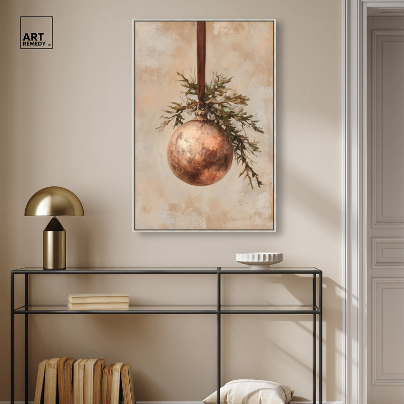 Décoration murale de Noël impression sur toile bronze par Art Remedy, cadre argenté, 24 x 36, H 37 po x l 25 po