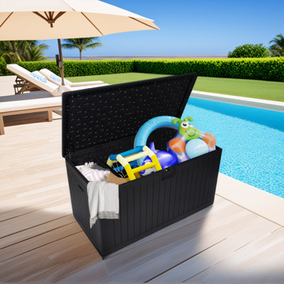 Extra Large Waterproof Deck Box - 230/260 Gallon Lockable Storage Container for Patio Furniture, Pool Toys, Garden Tools by VOLBAL
