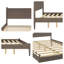 Lit plateforme Mid-Century moderne - Fabrication en bois massif avec base à lattes-1924336781-1924336788