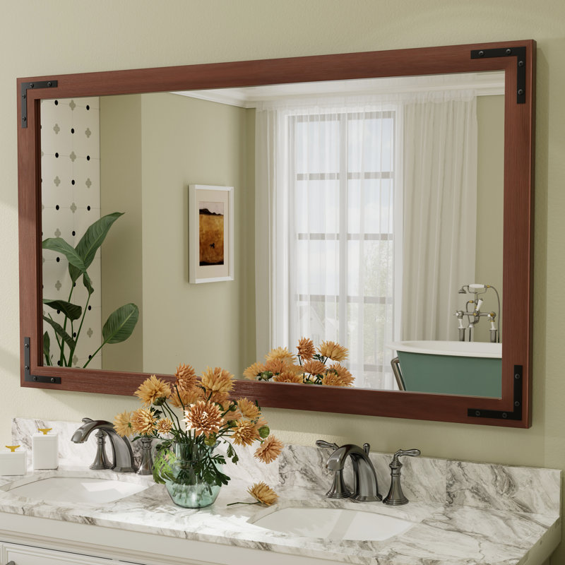 Miroir mural Amara Rustic Farmhouse, Brun, 60 po x 36 po