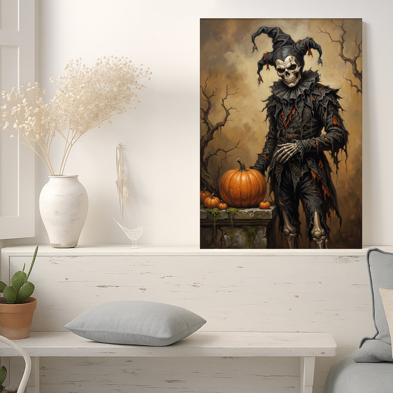 Art mural sur toile Testered Squelon Jester Beside Orange, 48"H x 32"W