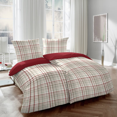 Mikhail Beige Flannel Reversible Duvet Cover Set