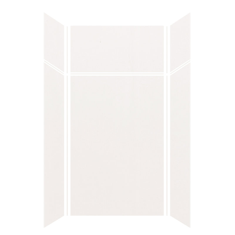 Expressions Solid Surface 48" W x 36" D x 96" H 6-Piece Trimmable Shower Wall Panel Kit, 72" Wall with 24" Extension, White