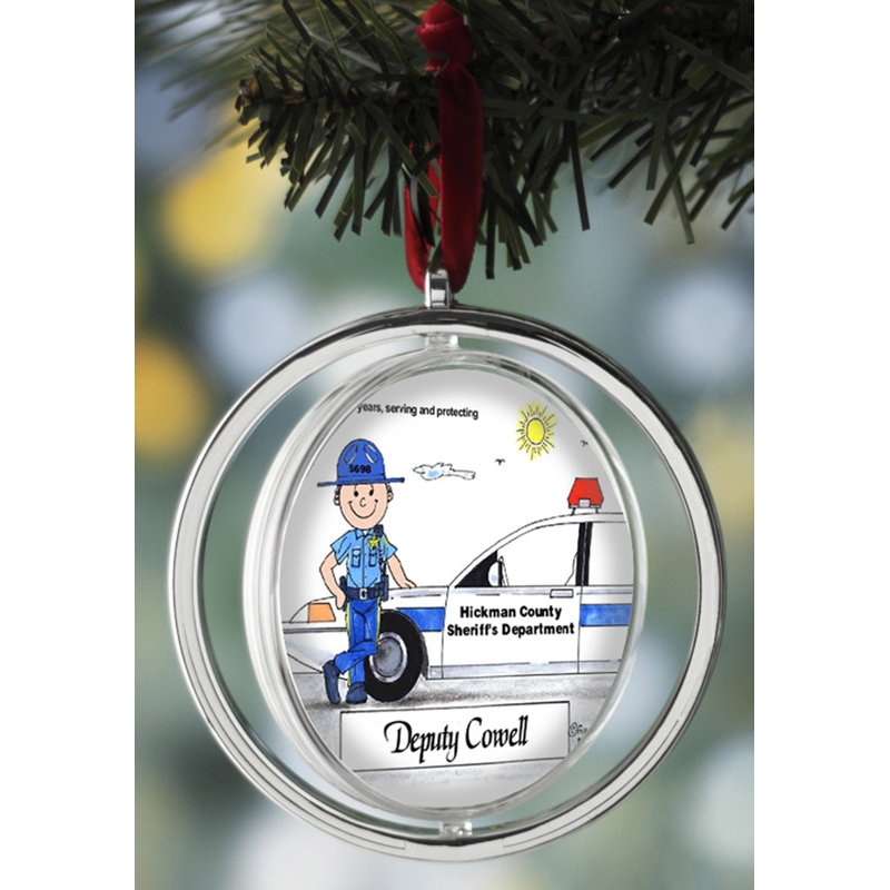 Décoration de Noël personnalisable Sheriff - mâle à double face, Oui