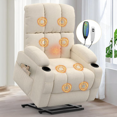 81 cm Wide Faux Leather Lift Assist Home Theatre Recliner with Massager and Heated Cushion