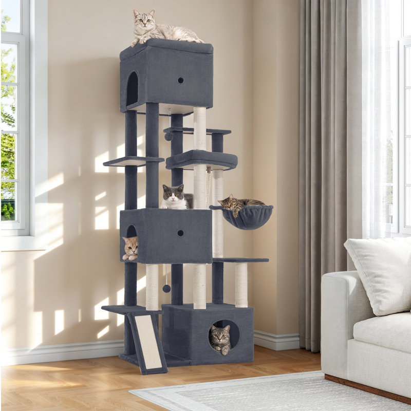200 cm H Cat Tree / Condo, Dark Grey