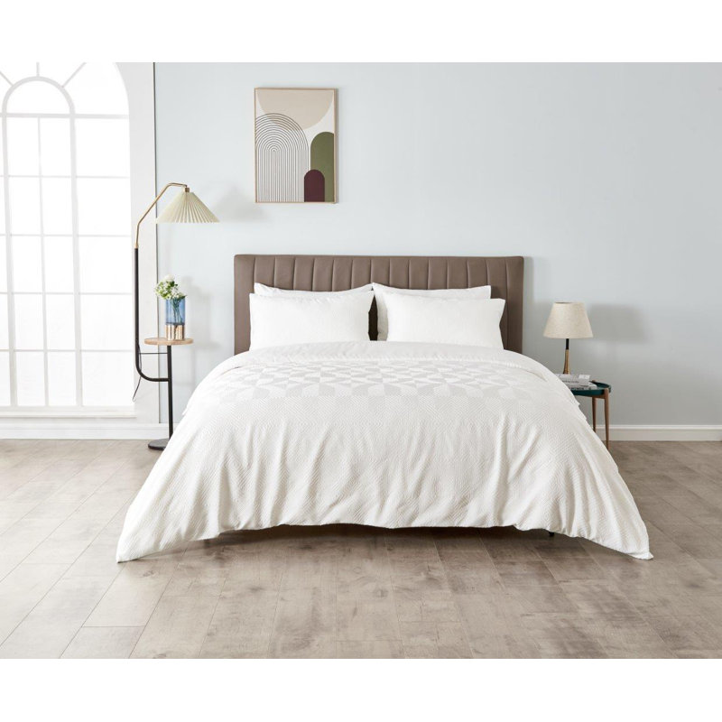  Bedding, White, Kingsize Duvet Cover + 2 Standard Pillowcases